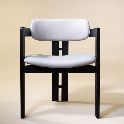 Scaun dining Arden – lemn masiv negru & tapițerie din bumbac si in