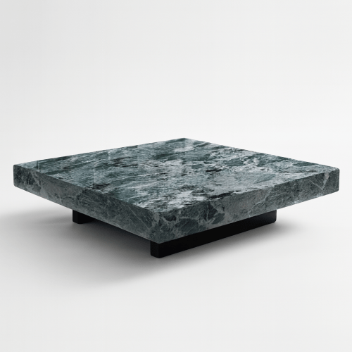 Masă de cafea Zyra – blat din ceramică verde cu finisaj marmorat